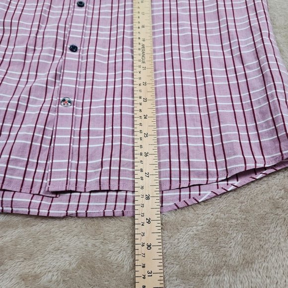 John Lennon Button-Down Oxford Shirt Pink Plaid Embroidered Long Sleeve Men's XL - Picture 6 of 11